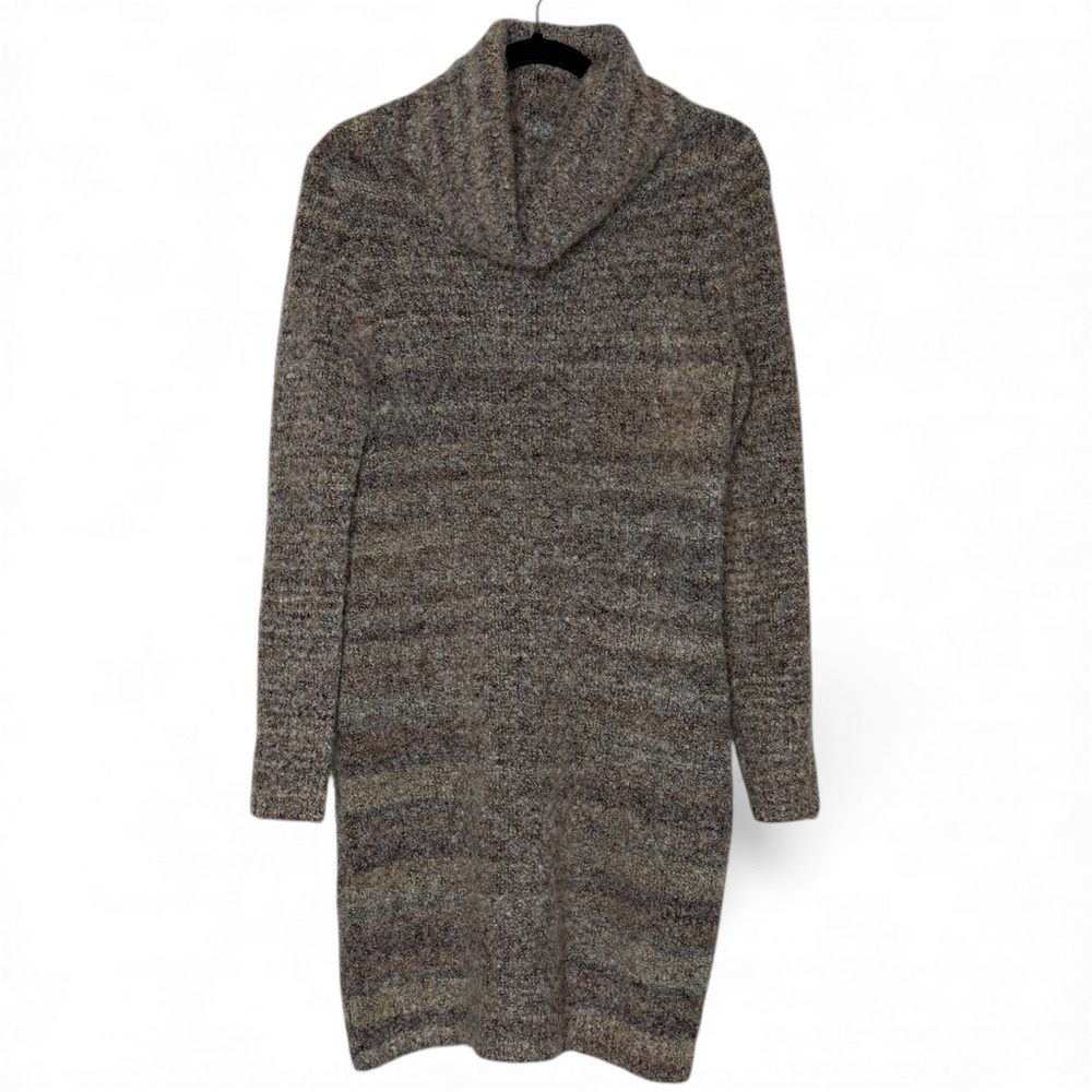 Cozy Chic Brown Marled Cowl Neck Sweater Dress – Size L | Rachel Zoe
